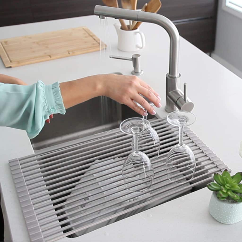 STYLISH 20 inch Over The Sink Roll-up Dish Drying Rack