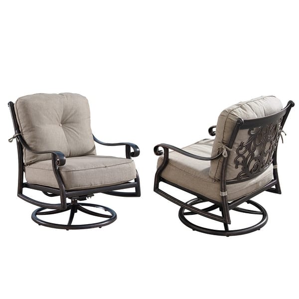 Aluminum Outdoor Deep Seating Swivel Rocking Club Chairs in Antique ...