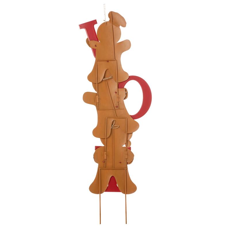 Glitzhome Metal "JOY" Snowman or Gingerbread Man Yard Stake