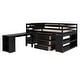 preview thumbnail 8 of 7, Espresso Solid Wood Loft Bed with Retractable Desk, Storage Stairs, Storage Drawers, and Shelves