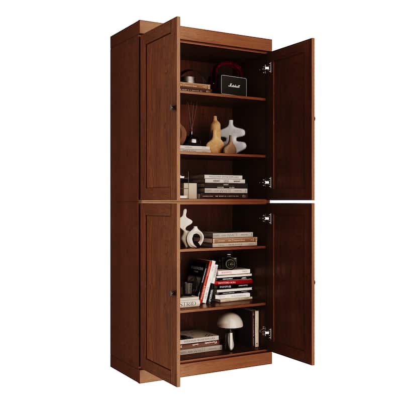 Palace Imports 100% Solid Wood 6-Shelf Bookcase with Shaker Doors and Adjustable Shelves