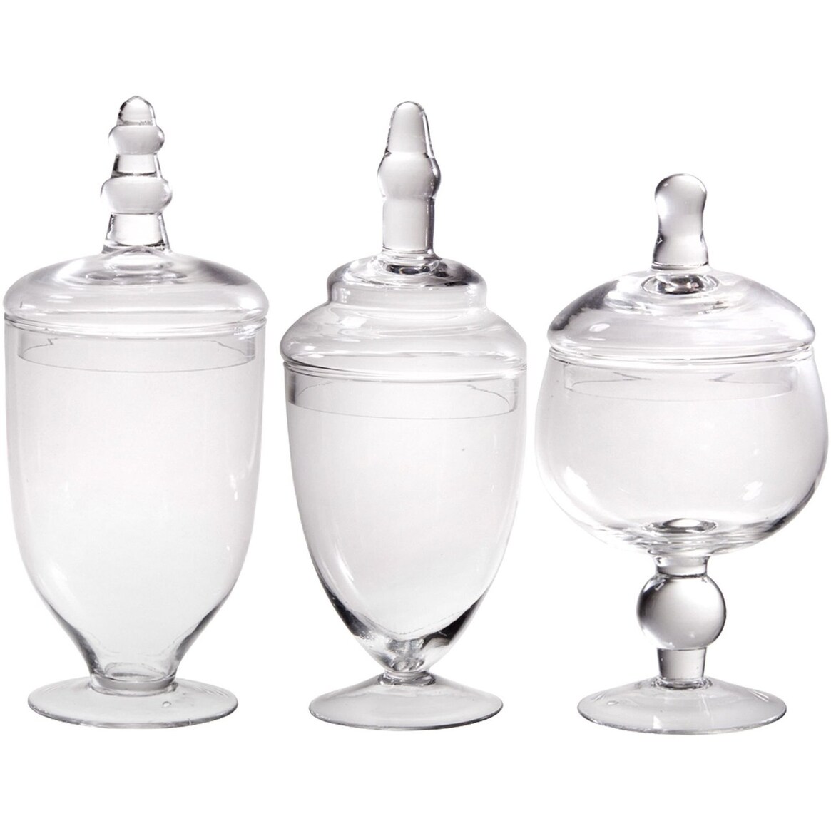 Set of 3 Clear Glass Apothecary Party Favor Candy Jars With Snap