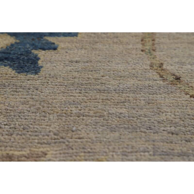Hand Knotted Oriental 100% Wool Carpet Transitional All-Over Beige & Ivories Oushak Area Rug - 10' 2'' X 7' 11''
