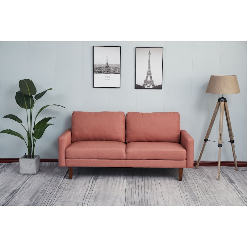 Adelaide 70'' Linen Square Arm Sofa - Coral