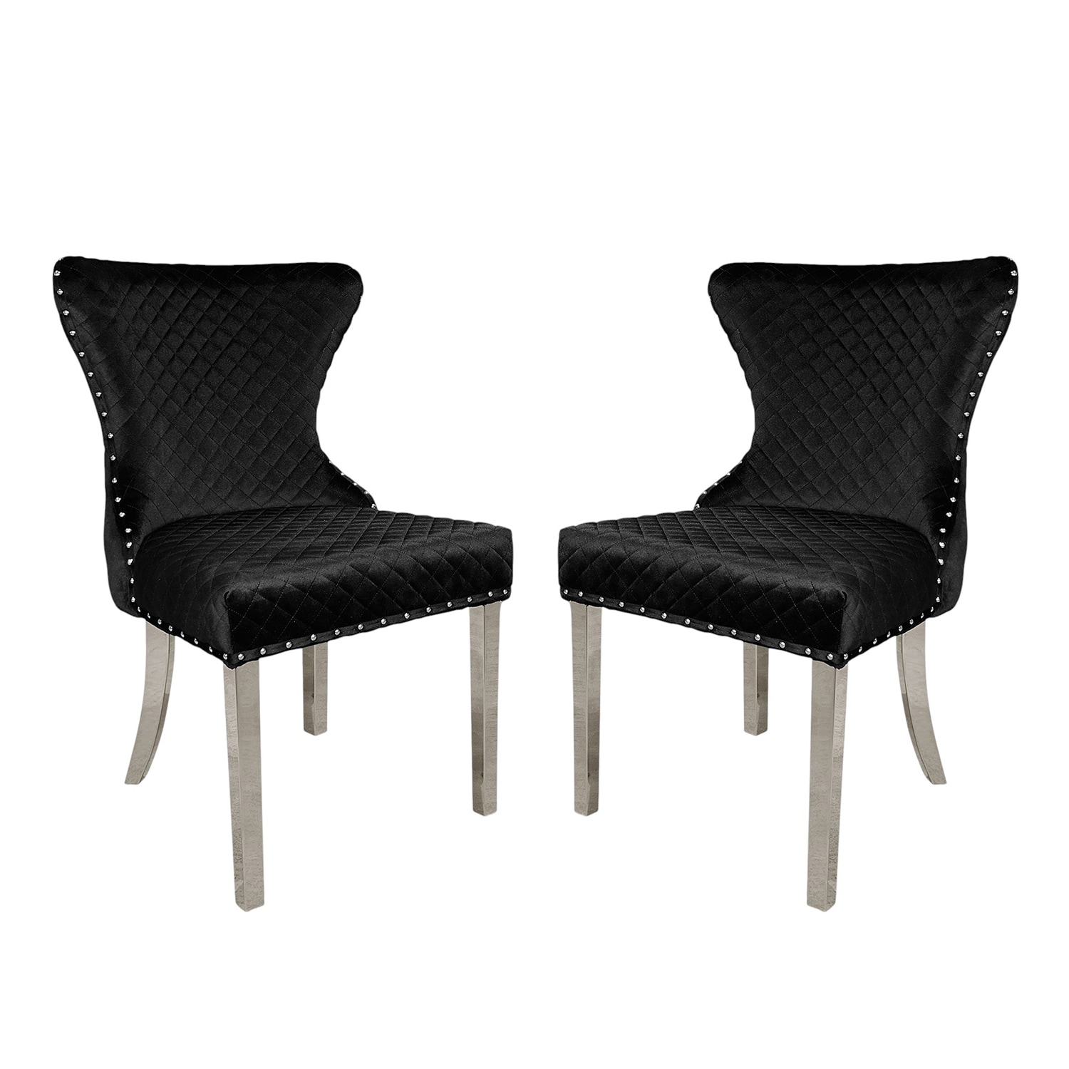Set of 2 Upholstered Dining Chairs with Square Legs