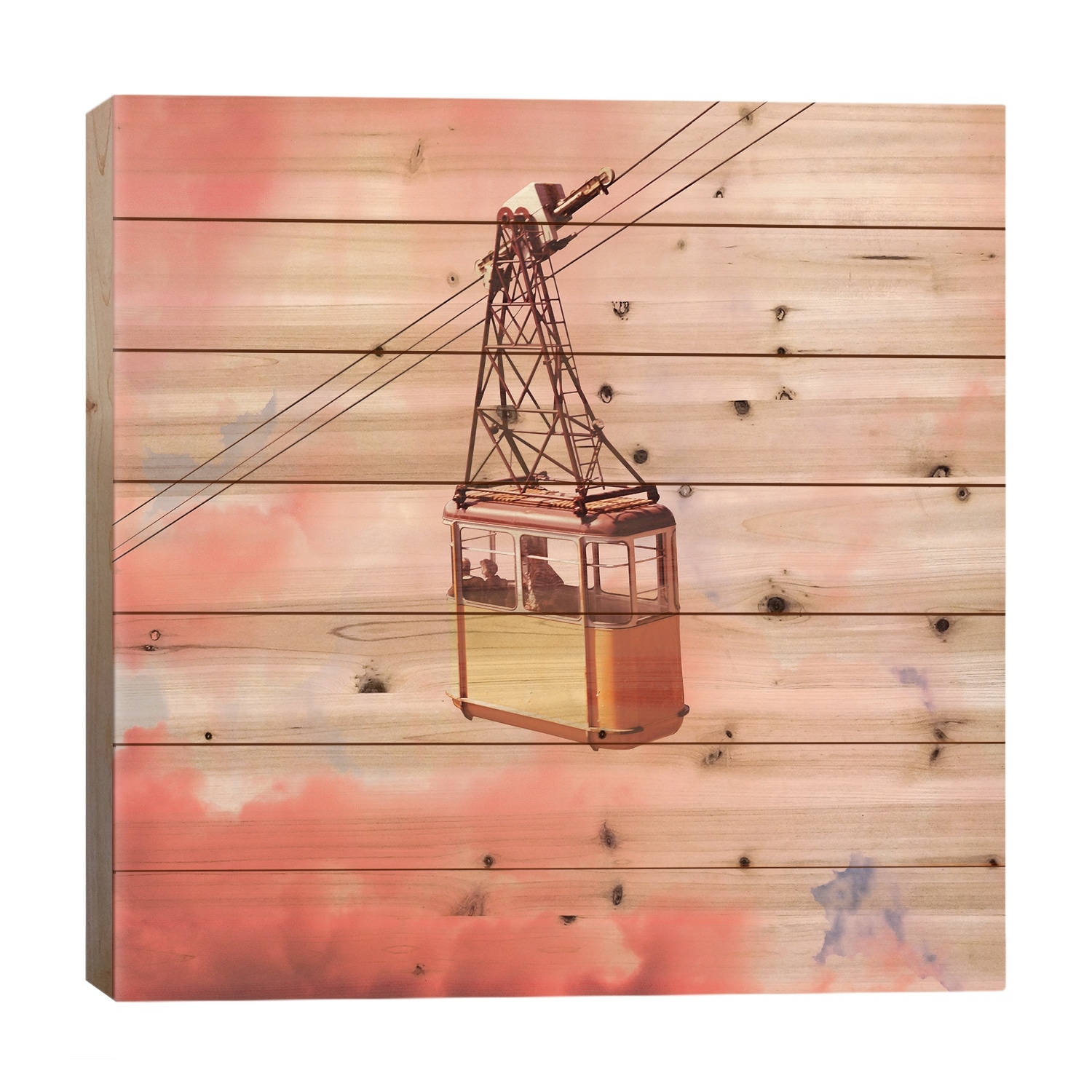 Skylift Print On Wood by Andreas Lie - Multi-Color