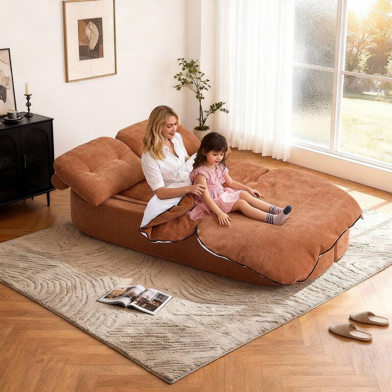 Foldable Sleeper Sofa Bed Convertible Sofa with Hidden Quilt and Large Pillows, Living Room Loveseat Sofa, Modern Floor Sofa