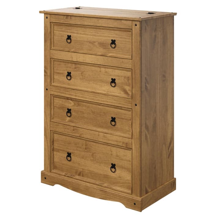 Wood Dresser 4 Drawers Chest Corona | Furniture Dash - Brown - 4-drawer