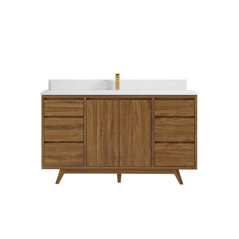 Willow Collections 60 in. W x 22 in. D Madison Teak Single Sink Bathroom Vanity with Countertop