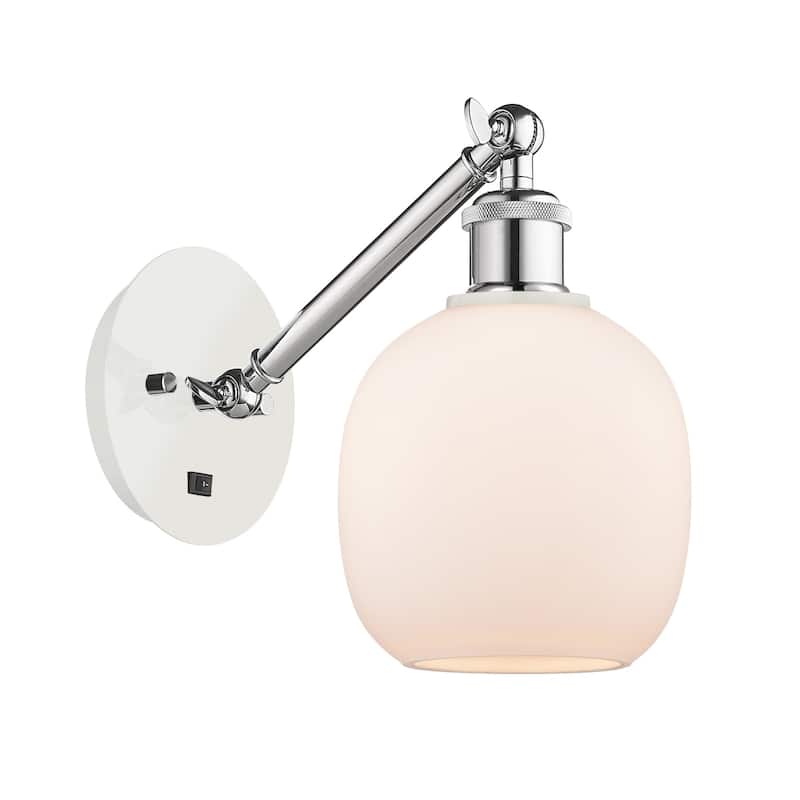 Innovations Lighting 317-1W-13-6 Belfast Sconce Belfast 13" Tall Wall - White and Polished Chrome / Matte White