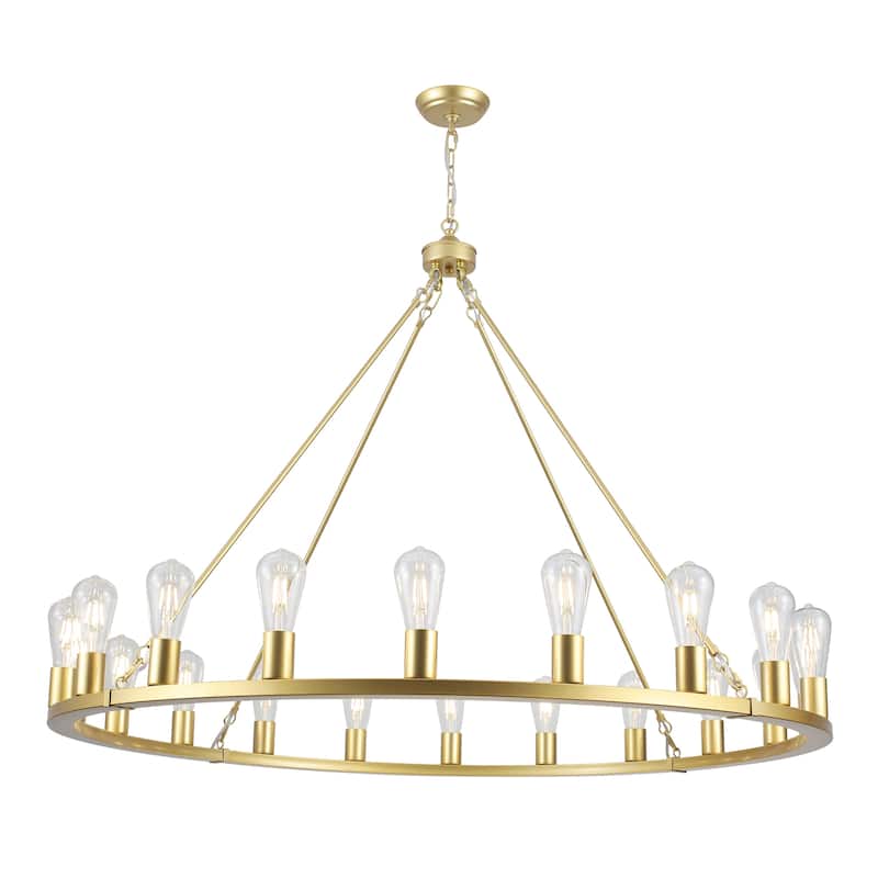 20 - Light Farmhouse Metal Round Industrial Chandelier for Dining Room Entryway Kitchen Island - N/A