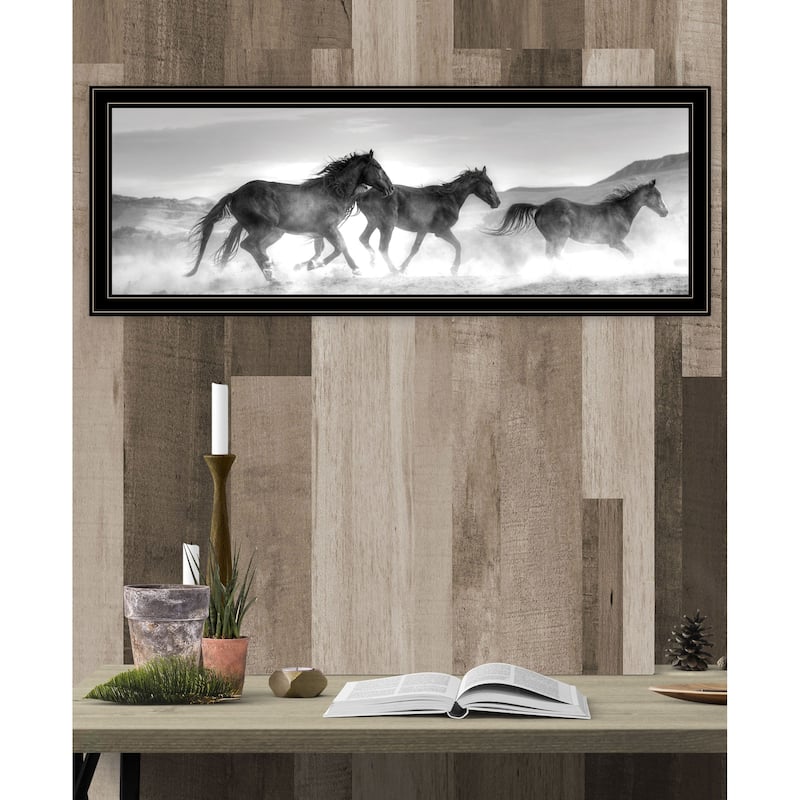 TrendyDecor4U Coastal "Horses Rolling By" Framed Print Wall Art