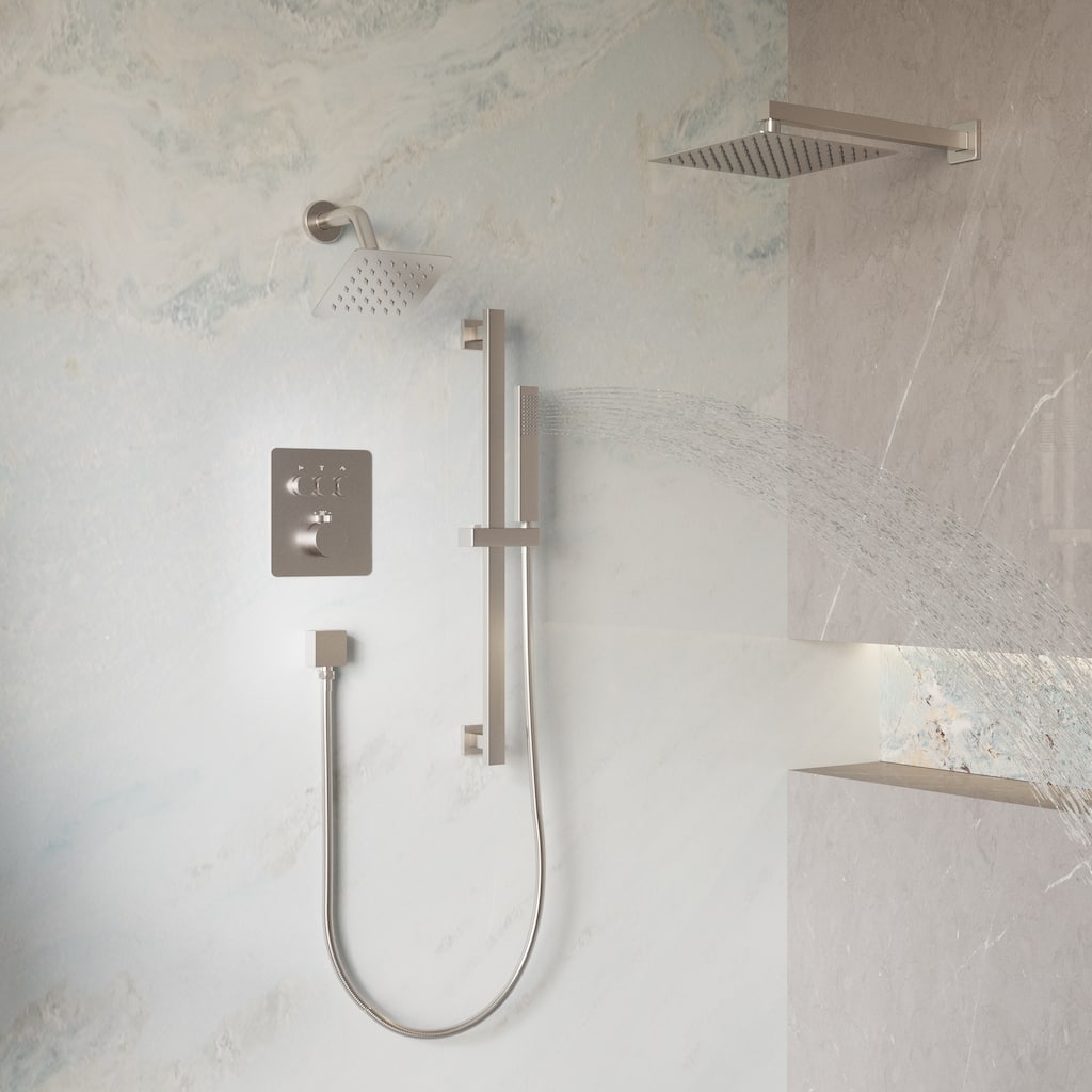 3-Function Dual Shower System With 10in. Square Shower Head With Hand Shower(Valve Included)
