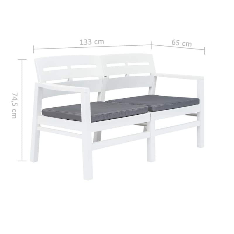 vidaXL Patio Garden Bench Loveseat 2-Seater Patio Bench with Cushions Plastic - 52.4"x25.6"x29.3"