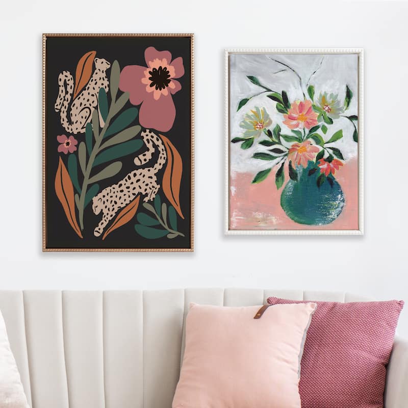 Kate and Laurel Sylvie Beaded Wild Garden Framed Canvas by Oris Eddu