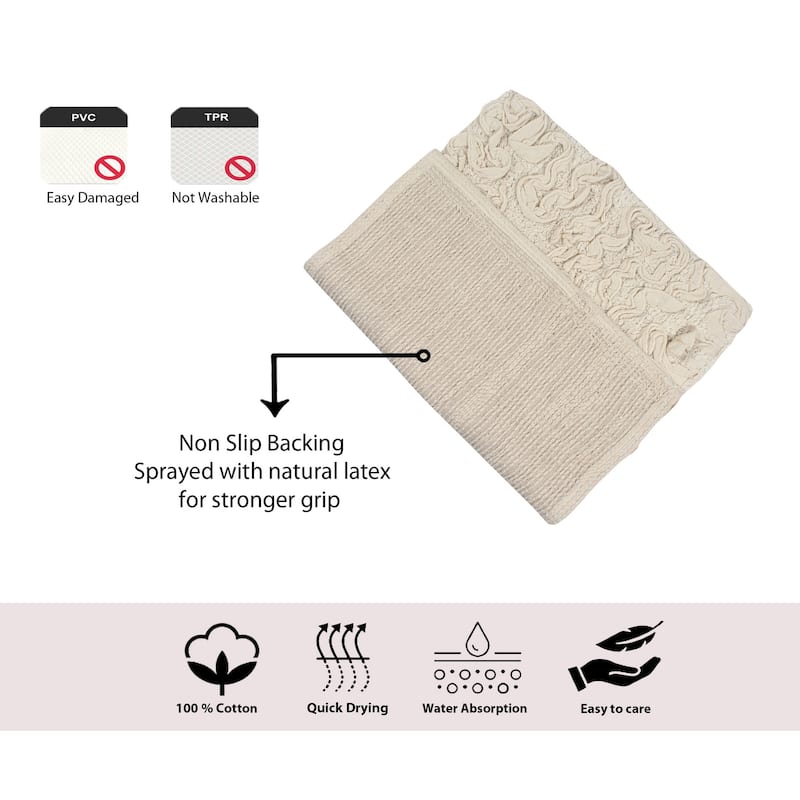 Bell Flower Bathroom Rug, Cotton Soft, Water Absorbent Bath Rug, Non Slip Shower Rug Machine Washable 24"x40" Rectangle