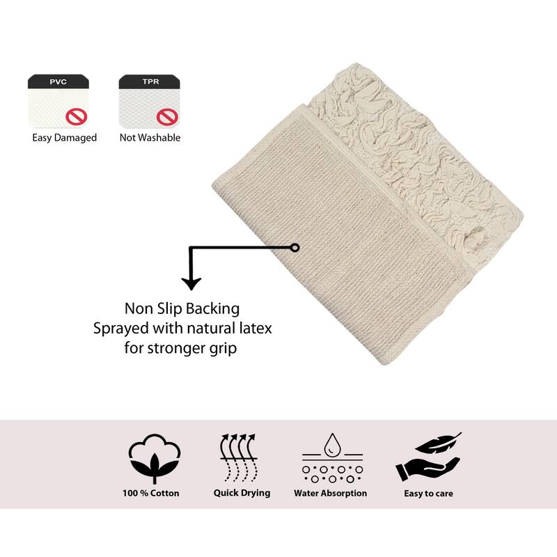 Home Weavers Modesto Collection 100% Cotton Bath Rug, Non-Slip Bath Rug, Extra Soft, Machine Wash, 4 Pcs Set with Runner