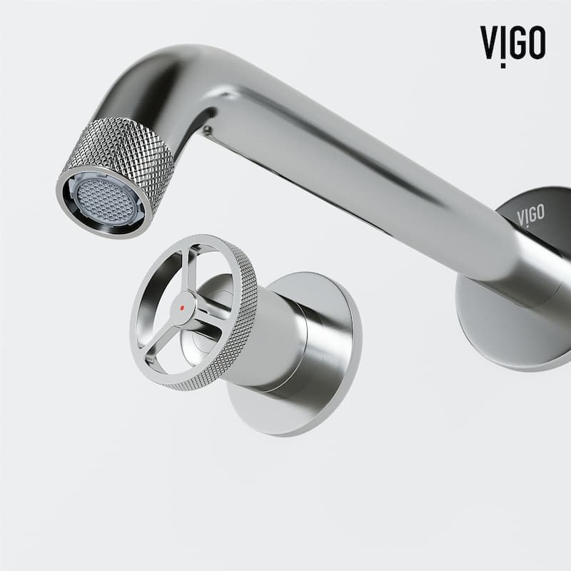 VIGO Lotus 16"L x 16"W MatteStone Vessel Sink and Cass Wall Mount Faucet Set