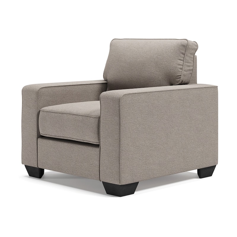 Qien Accent Armchair, Wide Track Arms, Modern Stone Gray Polyester