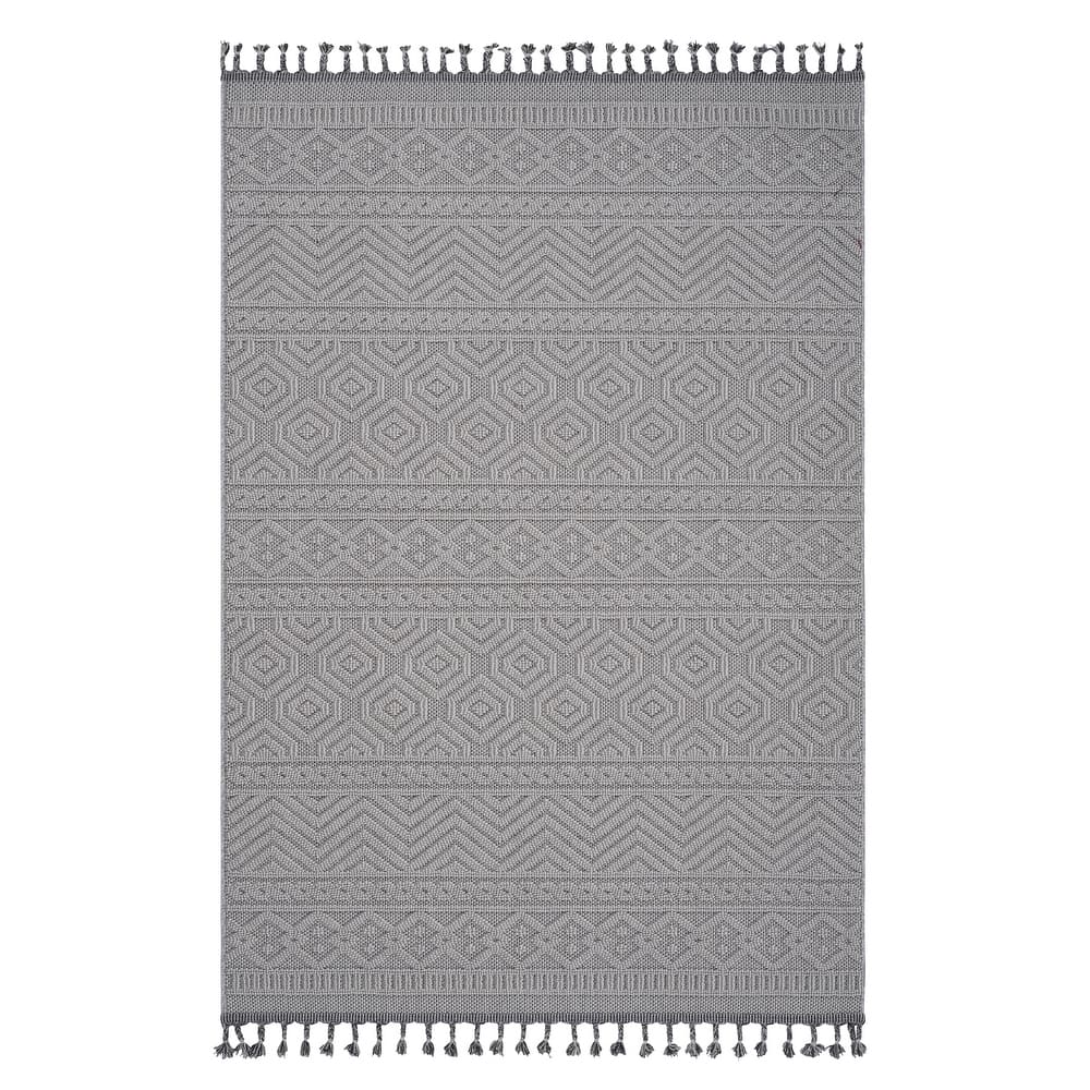 LOOM & LUXE Collection White/Geometric Indoor/Outdoor Area Rug