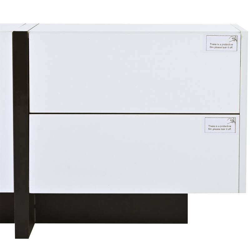 Modern Rectangle TV Stand for TVs Up to 80" with High Gloss UV Surface
