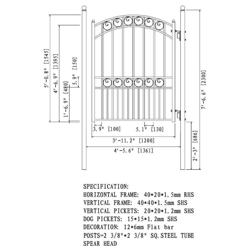 ALEKO Steel Dual Paris Style Driveway 14 ft with Pedestrian Gate - 14 ft x 6 ft / 5 ft x 4 ft