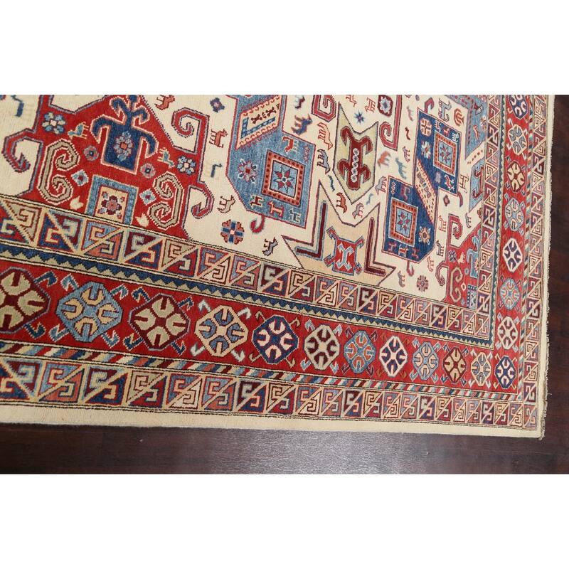 Geometric Super Kazak Oriental Vegetable Dye Area Rug Wool Handmade - 8'8" x 11'9"