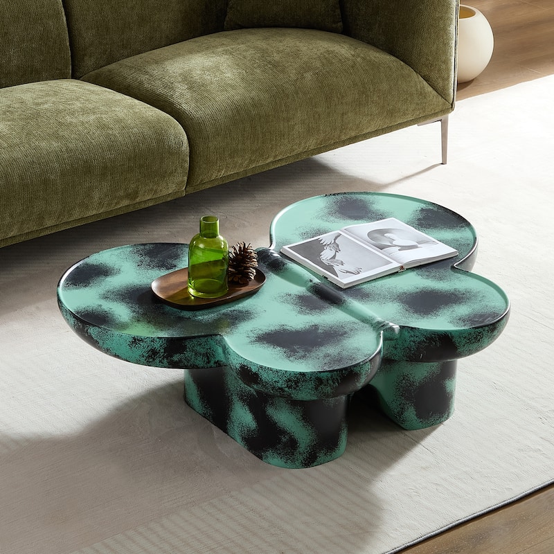 Butterfly-Inspired Coffee Table Low Height Profile End Table - Green