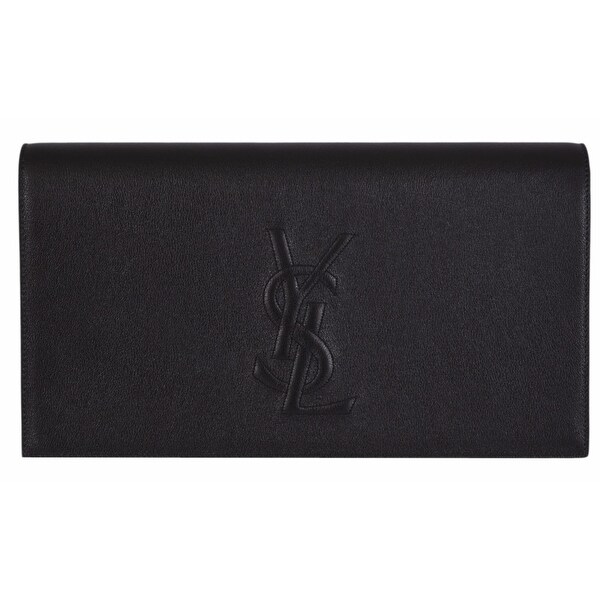 Saint Laurent YSL 361120 Black Leather Large Belle de Jour Clutch Handbag - 11" x 6" x 2"