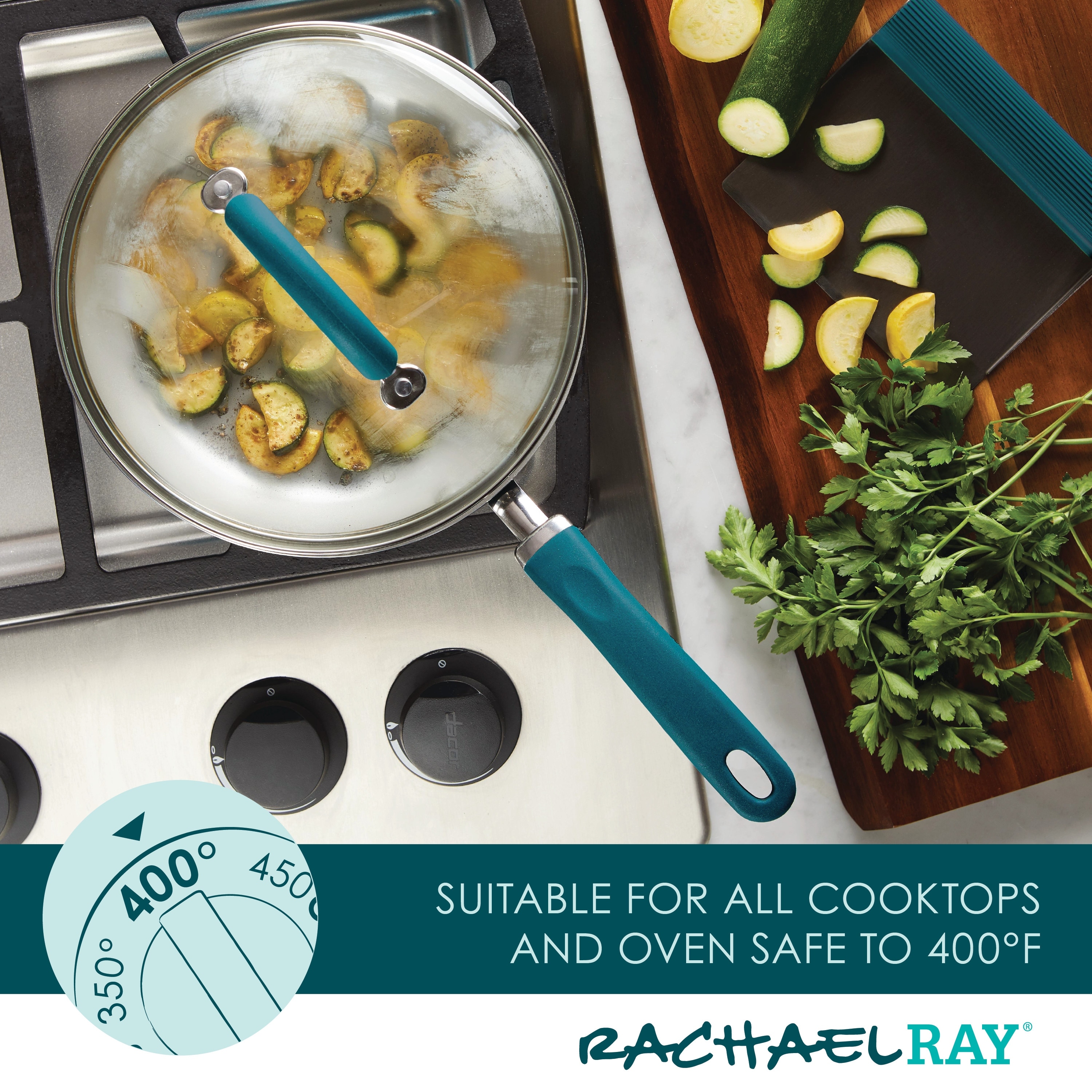 Rachael Ray Create Delicious 9.5 Inch Nonstick Deep Fry Pan, Light