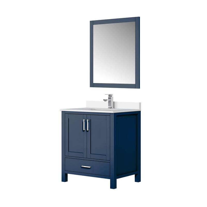 Jacques 30 in. W x 22 in. D White Bath Vanity, Cultured Marble Top, Faucet Set, and 28 in. Mirror