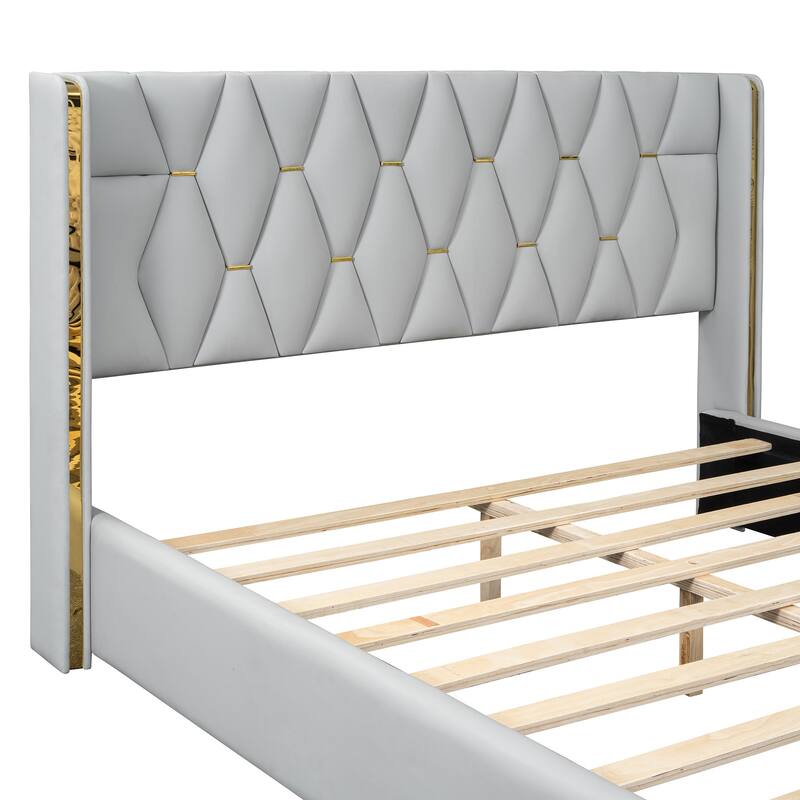 HomeRoots White Tufted Upholstered Twin Bed Frame
