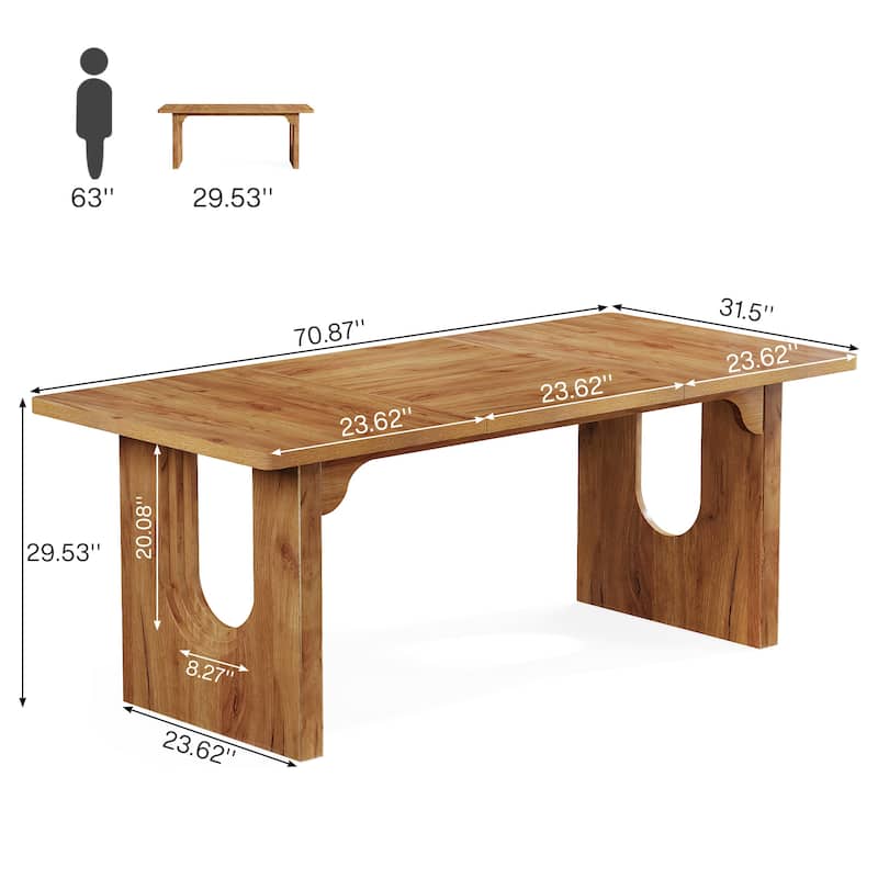 70.89" Rectangle Dining Table for 6-8 People, Modern Simple Wood Kitchen Table