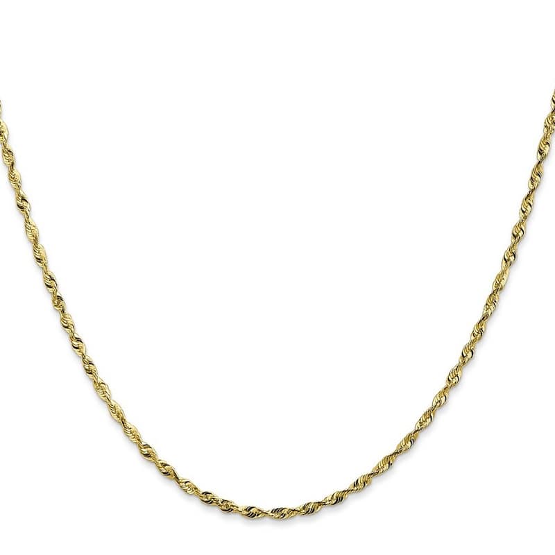 Curata 10k Yellow Gold 10-inch 1.8mm Diamond-cut Rope Chain Anklet Ankle Bracelet for Women