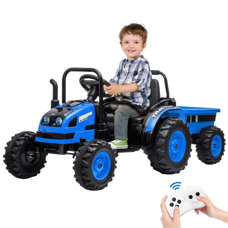 12V Kids RideOn Tractor with Trailer, Remote Control On Sale Bed