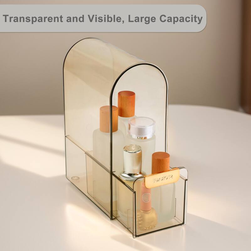 Makeup Organizer Dust-proof Makeup Organizer for Vanity Holder for Lotions Brown - 6.69"x3.94"x9.84" - Brown - 6.69"x3.94"x9.84"