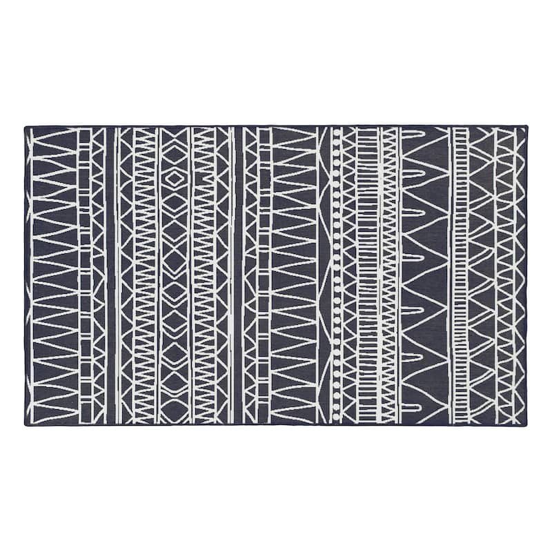 My Magic Carpet Machine Washable Rug Chelsea Tribal Aztec Dark Grey