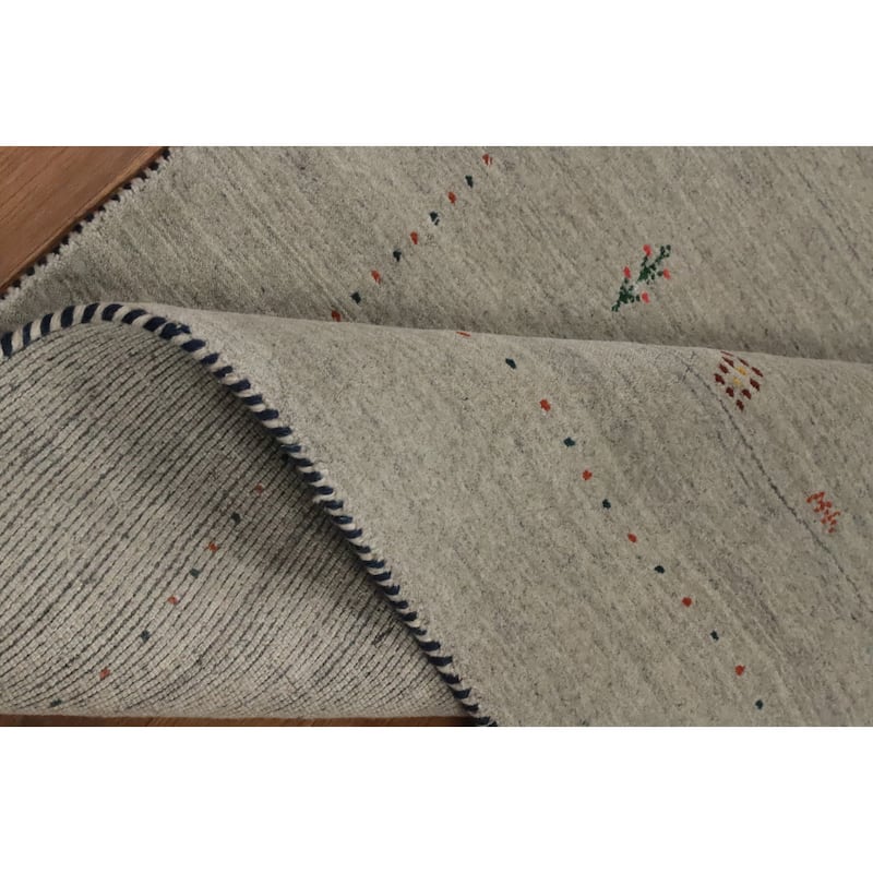 Hand Knotted Oriental 100% Wool Carpet Tribal Animal Pictorial Beige & Ivories Gabbeh Area Rug - 7' 9'' X 5' 0''