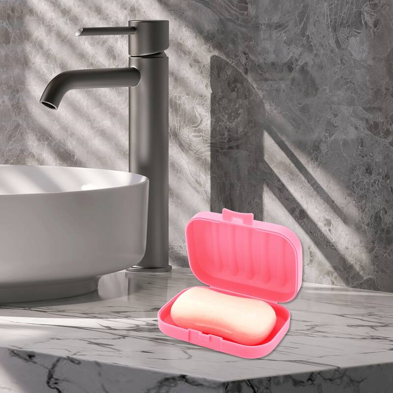 Seal Large with Cover Soap Holder for Bathroom 1 Pc - Pink - 4.41"x3.07"x1.5"