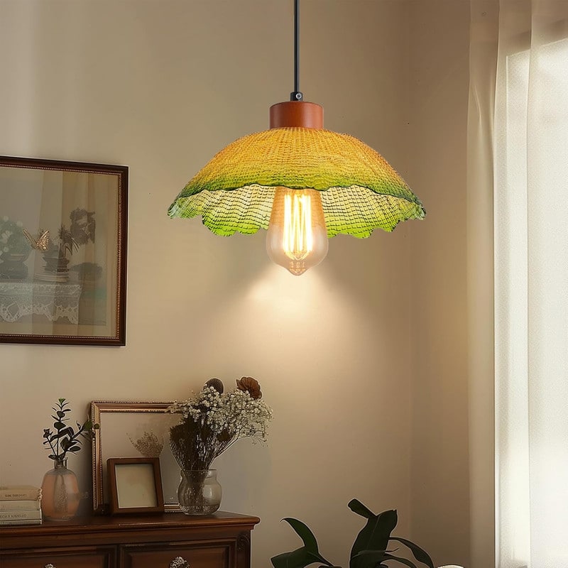 11 INCH light bulb gradient green hanging lamp iron pendant light