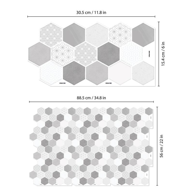 Walplus Honey Hexagon Glossy Peel and Stick Backsplash 11.8"x6" 12pcs