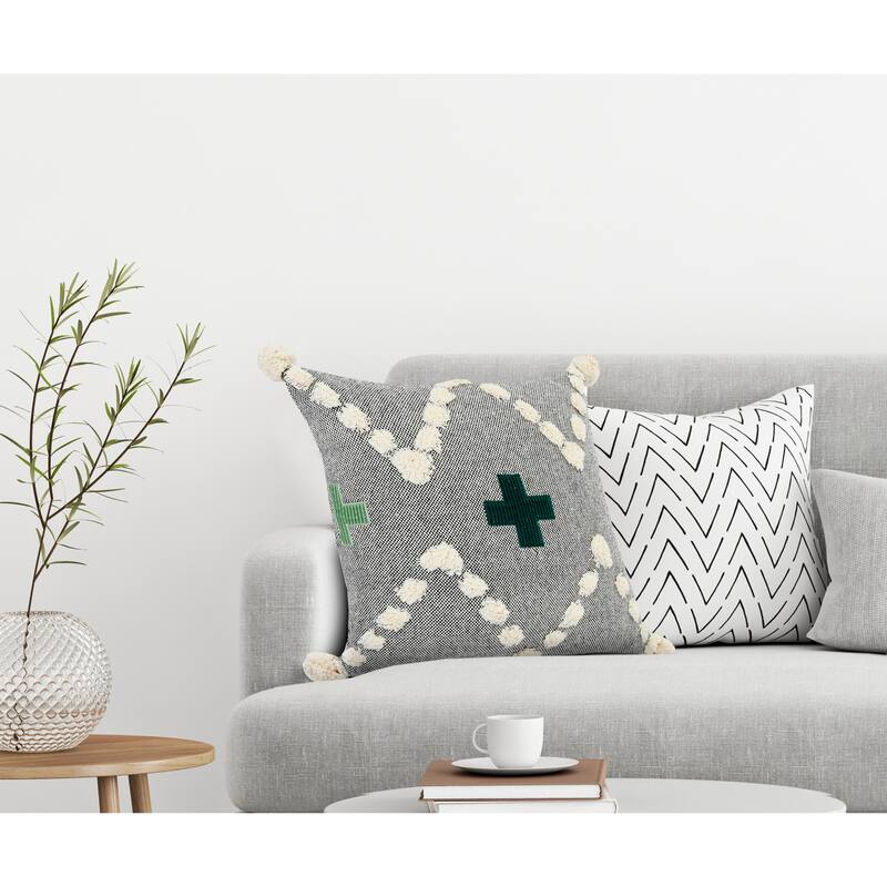 Sevita Tonal Green Swiss Zeal Throw Pillow - Accent - 20" x 20" - Polyester - Gray/Black/White/Hunter Green/Foam Green - Single