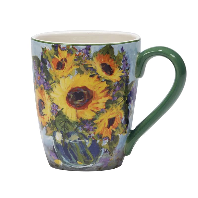 Certified International Sunflower Bouquet 20 oz. Mugs, Set of 4 Assorted Designs