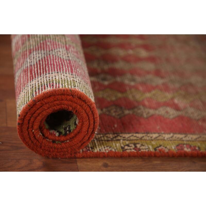 Vegetable Dye Tabriz Persian Antique Runner Rug Handmade Wool Carpet - 2'7"x 10'1"