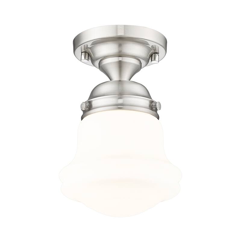 Vaughn by Z-Lite 1 Light Flush Mount in Brushed Nickel with Matte Opal Glass Shade - Brushed Nickel