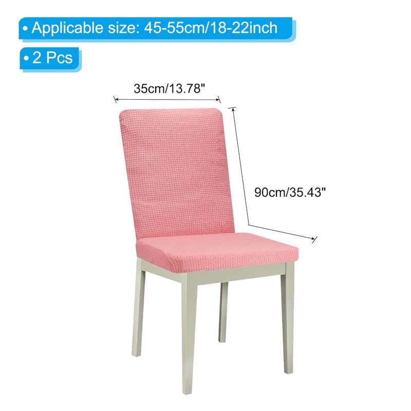 2 Pack Chair Seat Covers Rectangle Stretch Dining Covers for Home - Pink
