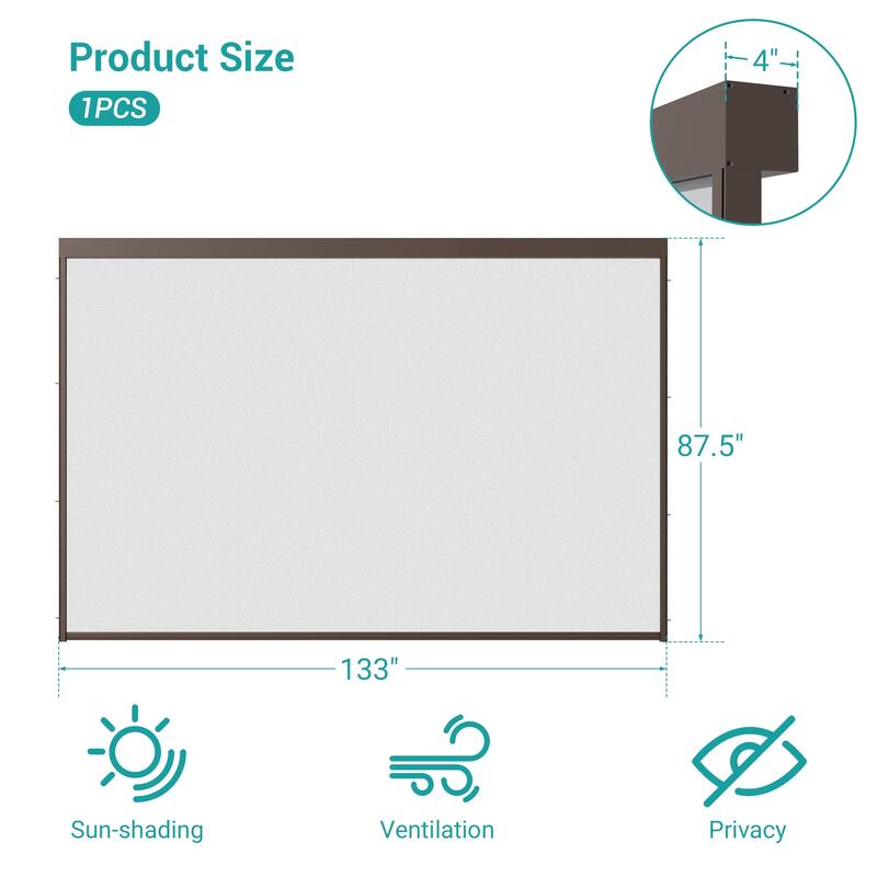 BONOSUKI Adjustable Height Pull Down Privacy Screen for 10FT/12FT/13FT Pergola (Screen Only)