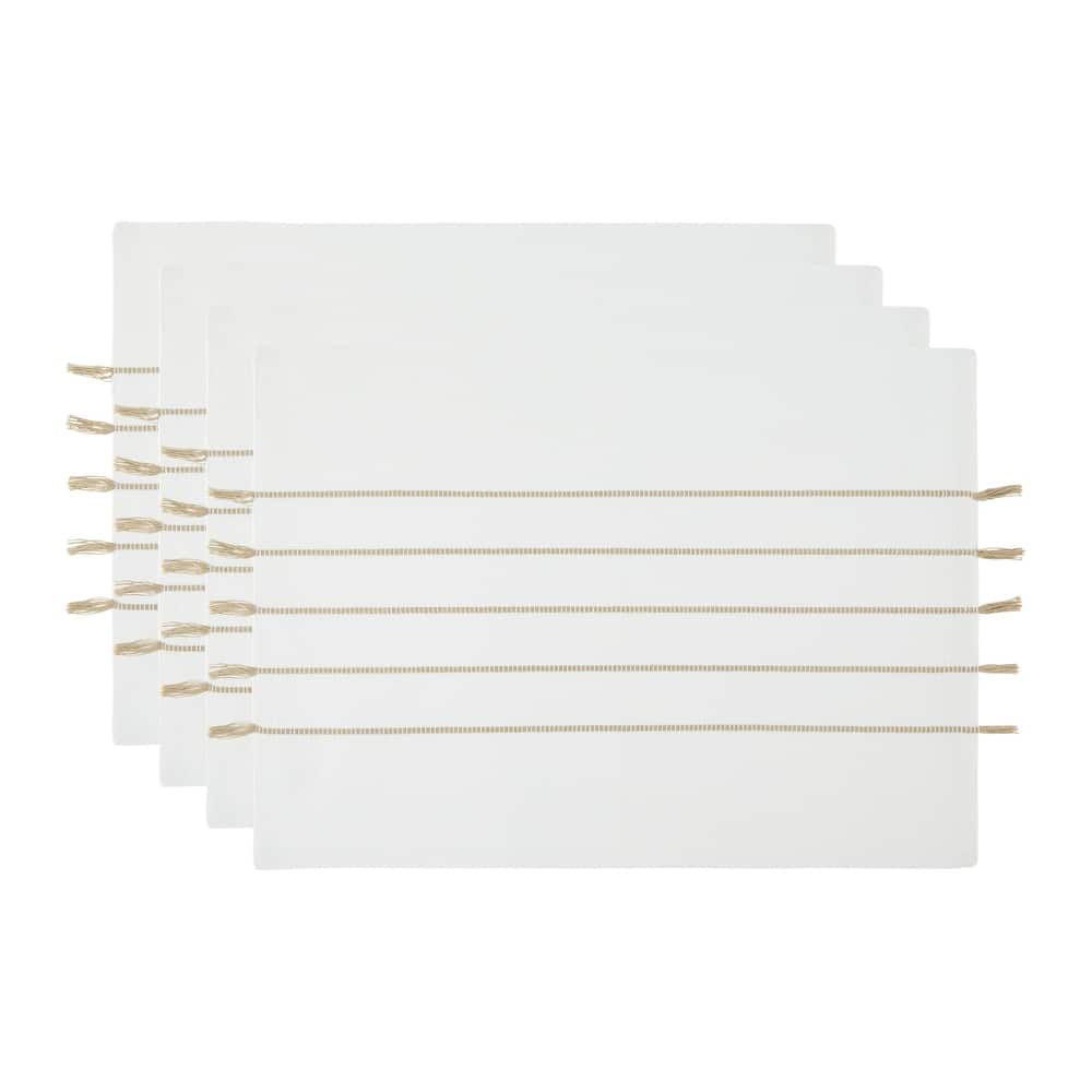 Gray and White Stripe Tassel Placemat (Set of 4)