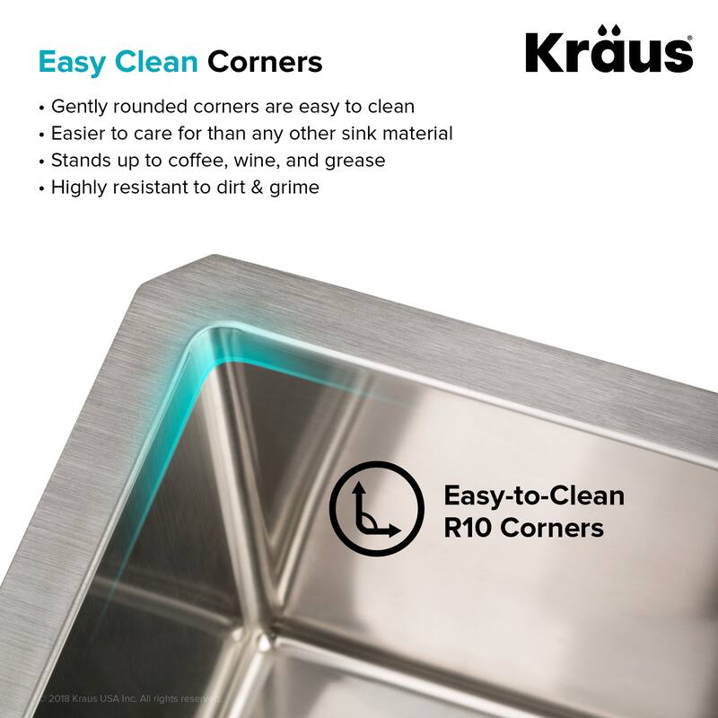KRAUS Standart PRO Undermount Single Bowl Stainless Steel Kitchen Sink