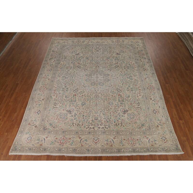 Floral Tabriz Persian Area Rug Hand-Knotted Wool Carpet - 9'10"x 12'6"
